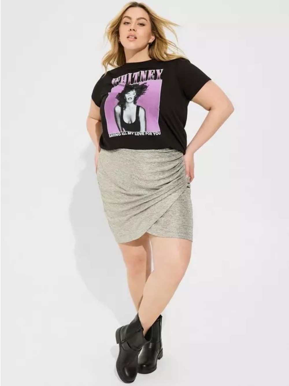 NEW torrid mini knit foil silver tulip skirt size 3 3X